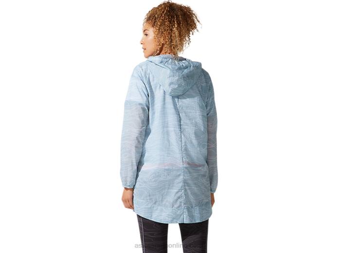 chaqueta larga de tejido vaporoso para mujer Asics 4L684029 humo azul