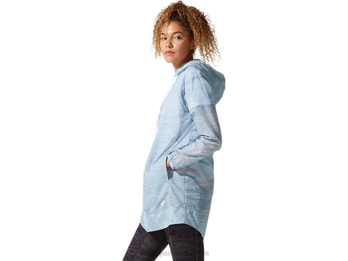 chaqueta larga de tejido vaporoso para mujer Asics 4L684029 humo azul
