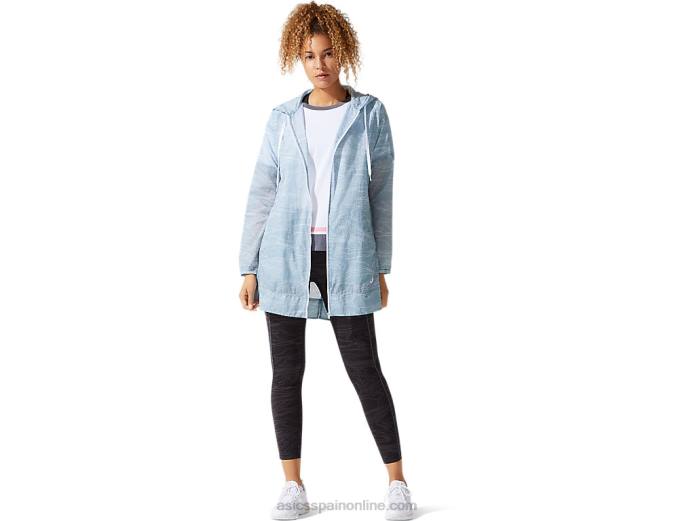 chaqueta larga de tejido vaporoso para mujer Asics 4L684029 humo azul