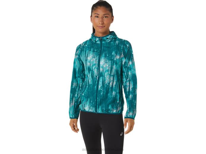 chaqueta plegable de mujer Asics 4L683088 estampado de teñido anudado de vidrio de mar