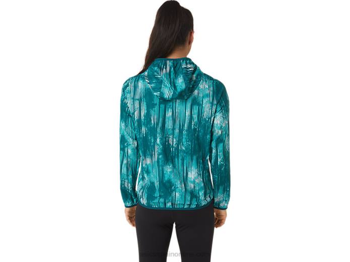 chaqueta plegable de mujer Asics 4L683088 estampado de teñido anudado de vidrio de mar