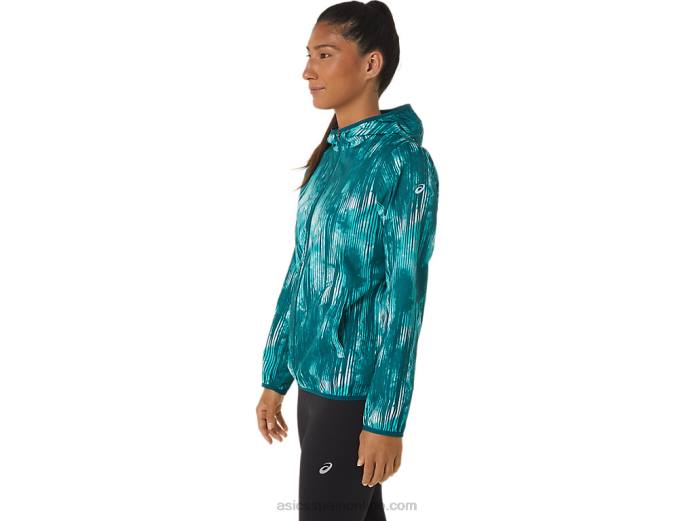 chaqueta plegable de mujer Asics 4L683088 estampado de teñido anudado de vidrio de mar
