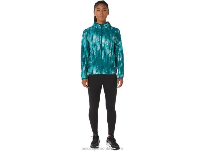 chaqueta plegable de mujer Asics 4L683088 estampado de teñido anudado de vidrio de mar
