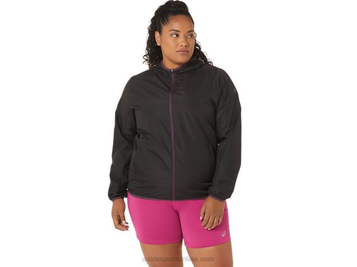 chaqueta plegable de mujer Asics 4L683358 rendimiento negro/ciruela profunda