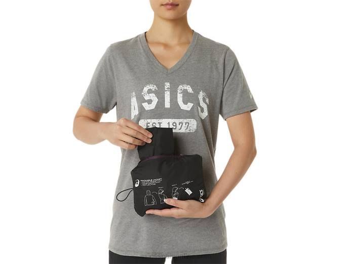 chaqueta plegable de mujer Asics 4L683358 rendimiento negro/ciruela profunda