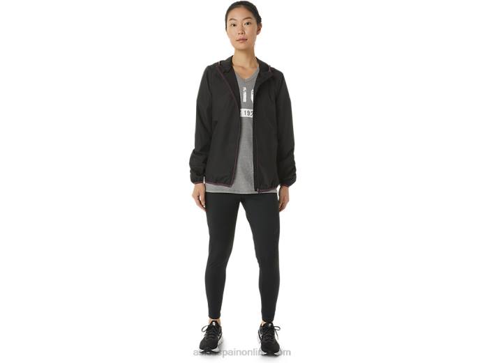 chaqueta plegable de mujer Asics 4L683358 rendimiento negro/ciruela profunda