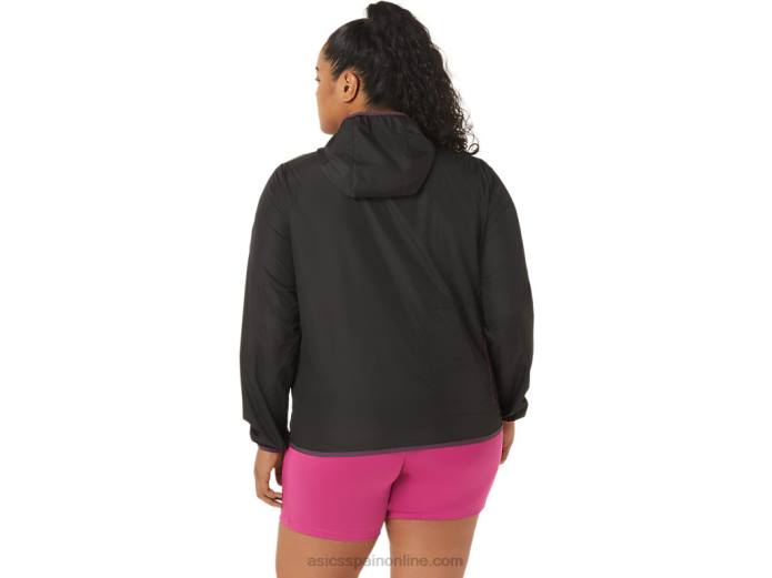 chaqueta plegable de mujer Asics 4L683358 rendimiento negro/ciruela profunda