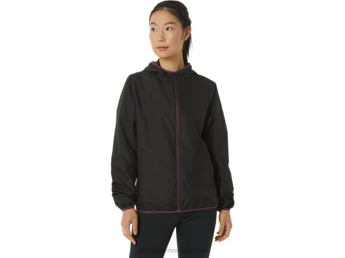 chaqueta plegable de mujer Asics 4L683358 rendimiento negro/ciruela profunda
