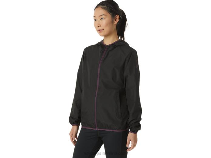 chaqueta plegable de mujer Asics 4L683358 rendimiento negro/ciruela profunda