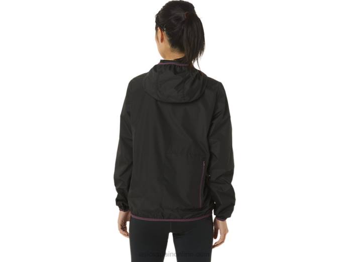 chaqueta plegable de mujer Asics 4L683358 rendimiento negro/ciruela profunda