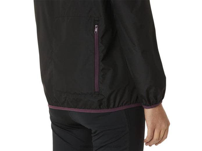chaqueta plegable de mujer Asics 4L683358 rendimiento negro/ciruela profunda