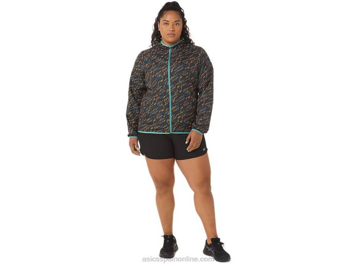 chaqueta plegable de mujer Asics 4L683399 sombra de noche/estampado de salvia