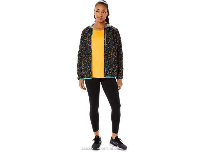 chaqueta plegable de mujer Asics 4L683399 sombra de noche/estampado de salvia