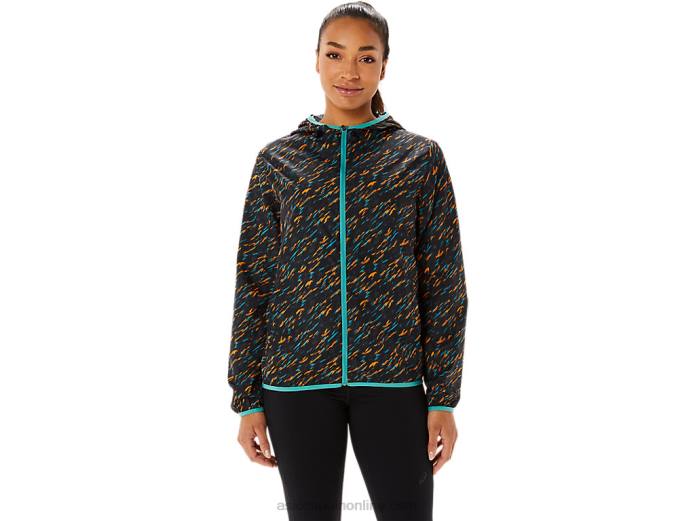 chaqueta plegable de mujer Asics 4L683399 sombra de noche/estampado de salvia