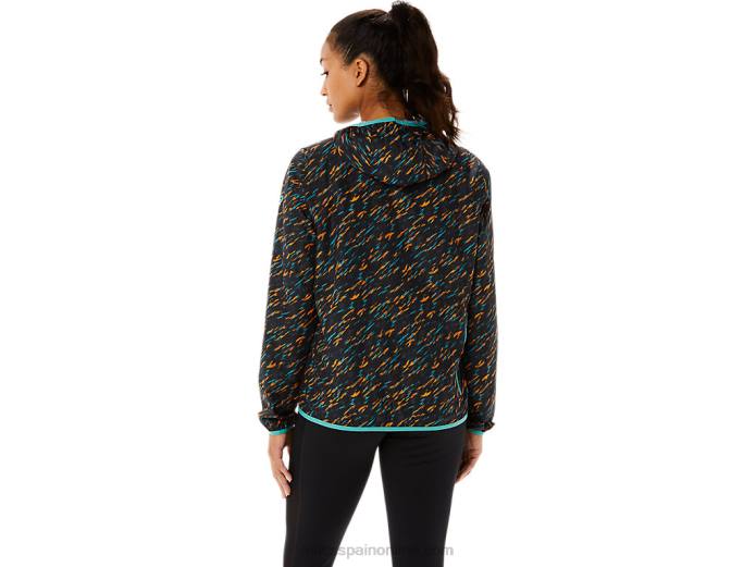 chaqueta plegable de mujer Asics 4L683399 sombra de noche/estampado de salvia