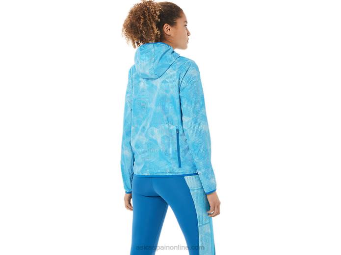 chaqueta plegable de mujer Asics 4L683939 estampado de ángel aguamarina/azul renacido