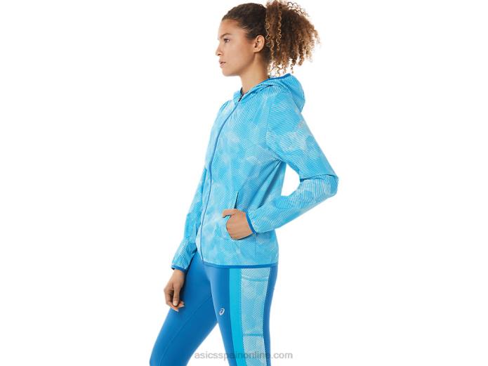 chaqueta plegable de mujer Asics 4L683939 estampado de ángel aguamarina/azul renacido