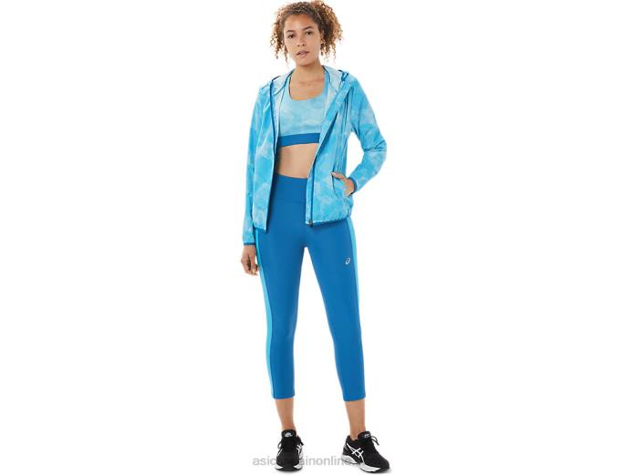 chaqueta plegable de mujer Asics 4L683939 estampado de ángel aguamarina/azul renacido