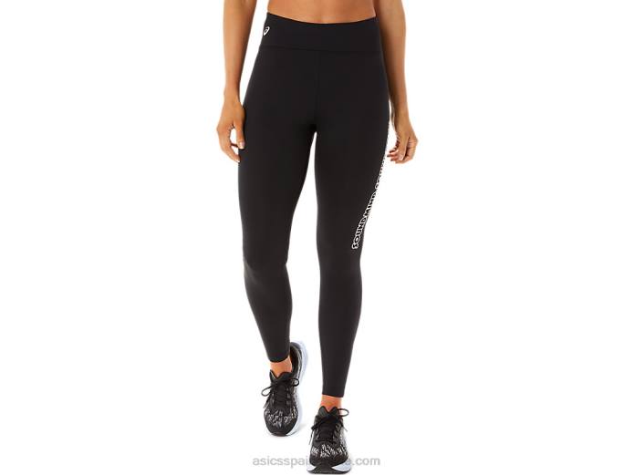 mallas con estampado de logo para mujer Asics 4L682925 rendimiento negro/gris humo