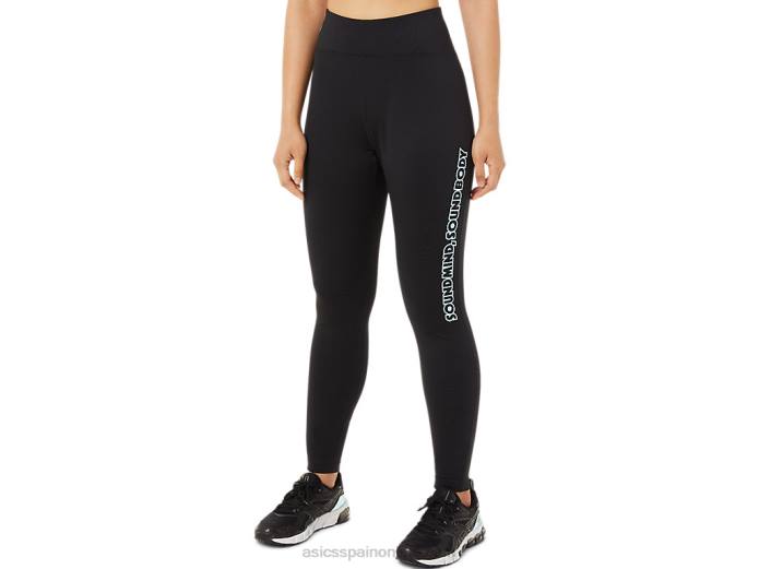 mallas con estampado de logo para mujer Asics 4L683384 rendimiento negro