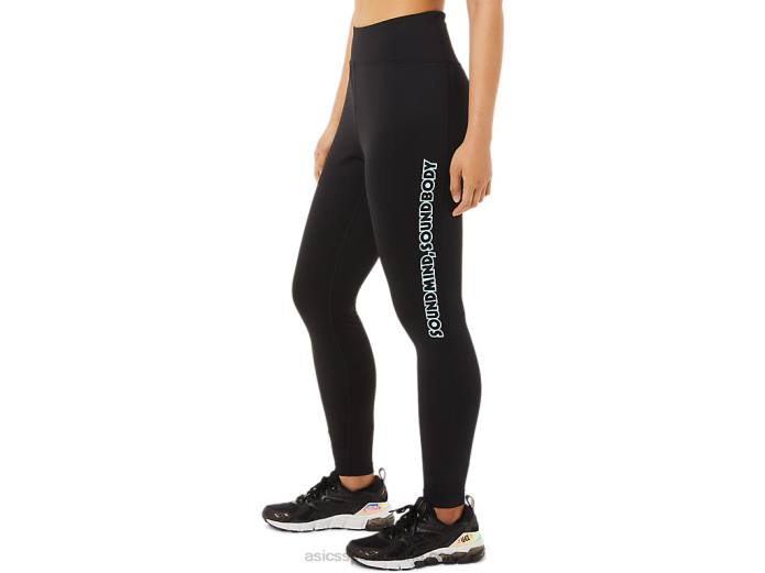 mallas con estampado de logo para mujer Asics 4L683384 rendimiento negro