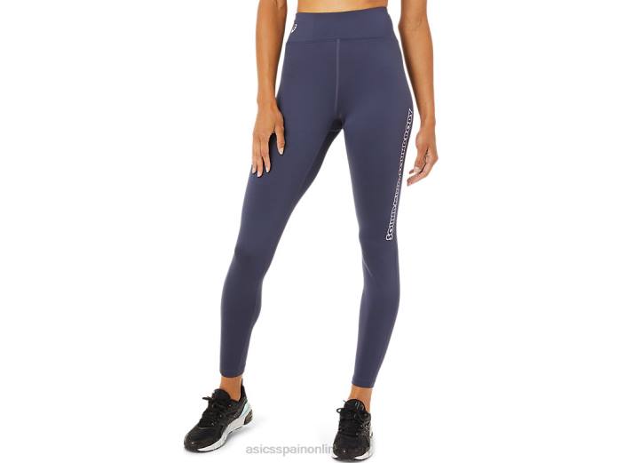 mallas con estampado de logo para mujer Asics 4L683392 niebla índigo