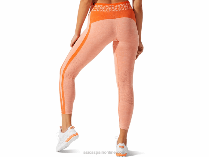 mallas cortas de mujer con logo sin costuras Asics 4L683940 naranja caléndula/melocotón sol