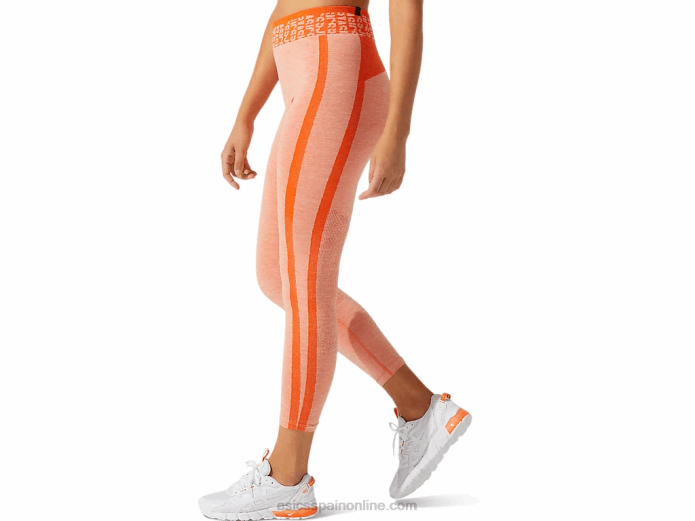 mallas cortas de mujer con logo sin costuras Asics 4L683940 naranja caléndula/melocotón sol