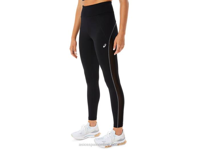 mallas de entrenamiento con panel de malla para mujer Asics 4L682308 rendimiento negro
