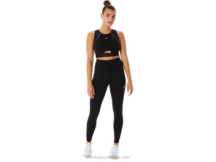 mallas de entrenamiento con panel de malla para mujer Asics 4L682308 rendimiento negro