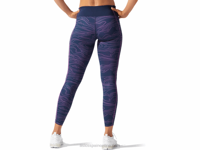 mallas estampadas con ribete para mujer Asics 4L684033 azul francés/uva digital