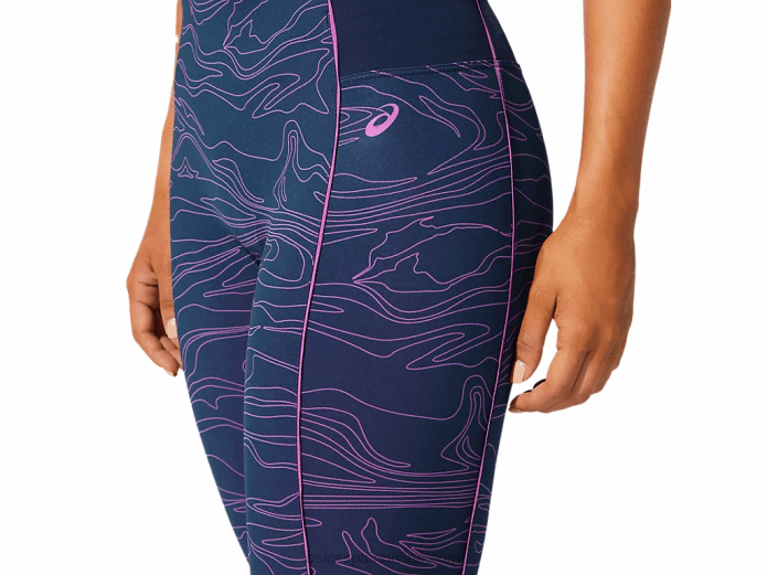 mallas estampadas con ribete para mujer Asics 4L684033 azul francés/uva digital