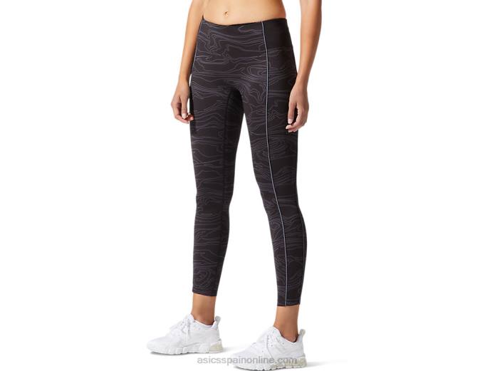 mallas estampadas con ribete para mujer Asics 4L684042 negro rendimiento/gris portador
