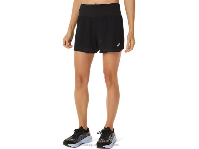 Pantalón corto ventilado 2-n-1 para mujer de 3,5 pulgadas Asics 4L683052 rendimiento negro