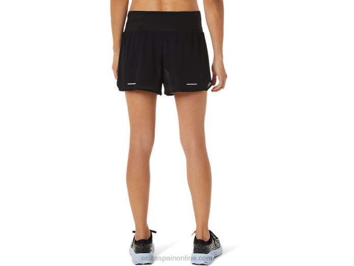 Pantalón corto ventilado 2-n-1 para mujer de 3,5 pulgadas Asics 4L683052 rendimiento negro