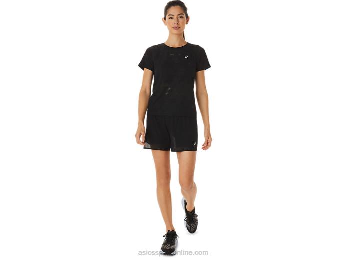 Pantalón corto ventilado 2-n-1 para mujer de 3,5 pulgadas Asics 4L683052 rendimiento negro