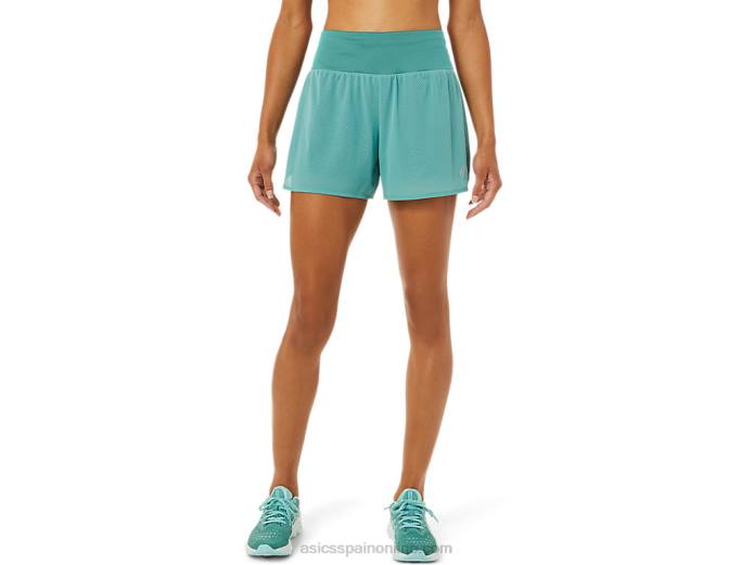 Pantalón corto ventilado 2-n-1 para mujer de 3,5 pulgadas Asics 4L683253 salvia/negro rendimiento