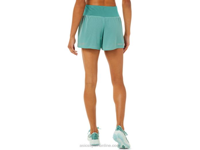 Pantalón corto ventilado 2-n-1 para mujer de 3,5 pulgadas Asics 4L683253 salvia/negro rendimiento