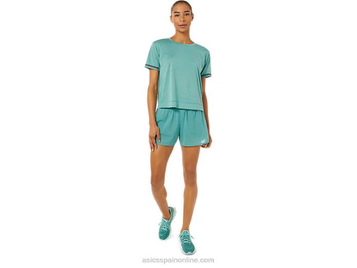 Pantalón corto ventilado 2-n-1 para mujer de 3,5 pulgadas Asics 4L683253 salvia/negro rendimiento