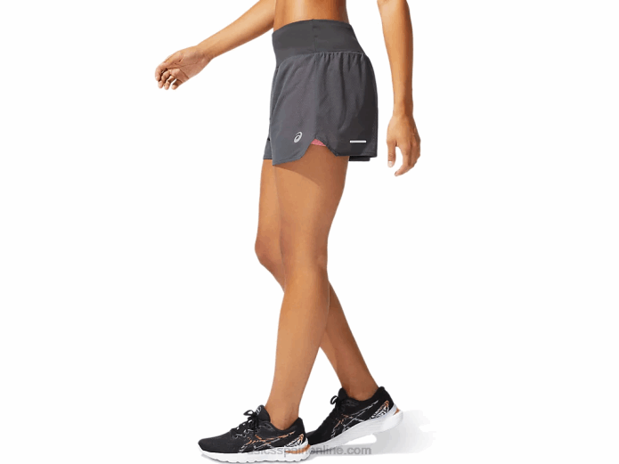 Pantalón corto ventilado 2-n-1 para mujer de 3,5 pulgadas Asics 4L683975 gris grafito/pétalo de melocotón