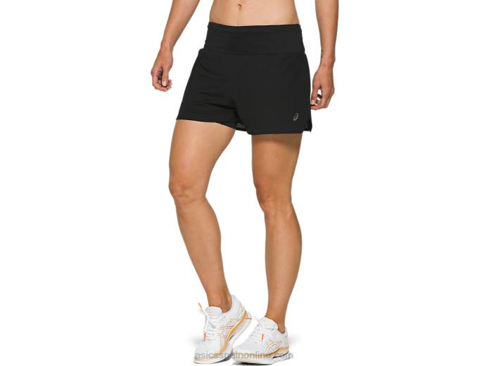 Pantalón corto ventilado 2-n-1 para mujer de 3,5 pulgadas Asics 4L684134 rendimiento negro