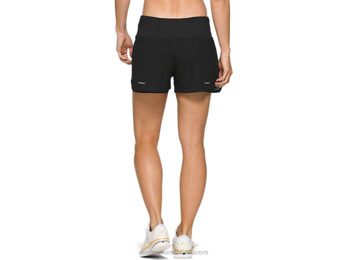 Pantalón corto ventilado 2-n-1 para mujer de 3,5 pulgadas Asics 4L684134 rendimiento negro