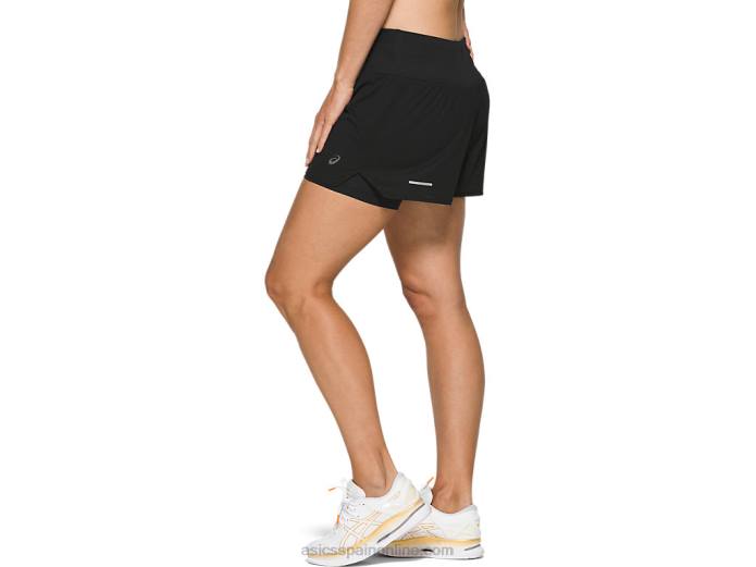 Pantalón corto ventilado 2-n-1 para mujer de 3,5 pulgadas Asics 4L684134 rendimiento negro