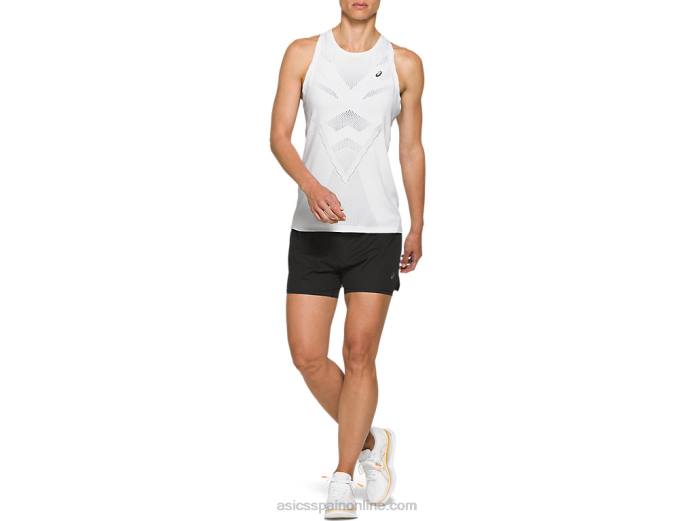 Pantalón corto ventilado 2-n-1 para mujer de 3,5 pulgadas Asics 4L684134 rendimiento negro