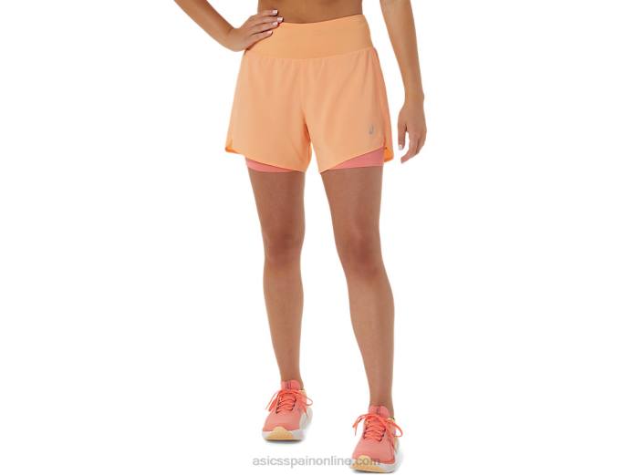 carretera mujer 2-n-1 5.5in corto Asics 4L682564 duna de verano/papaya