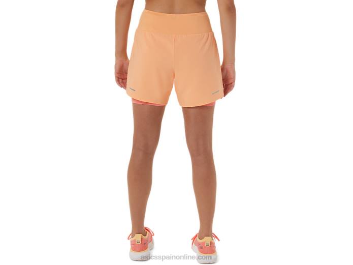 carretera mujer 2-n-1 5.5in corto Asics 4L682564 duna de verano/papaya