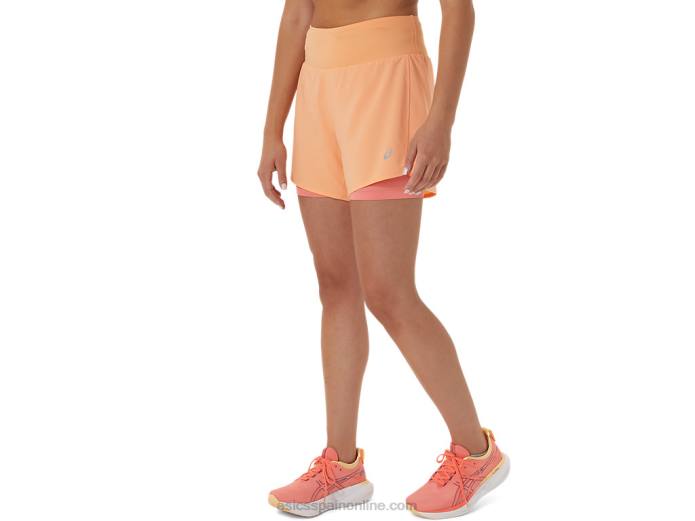 carretera mujer 2-n-1 5.5in corto Asics 4L682564 duna de verano/papaya