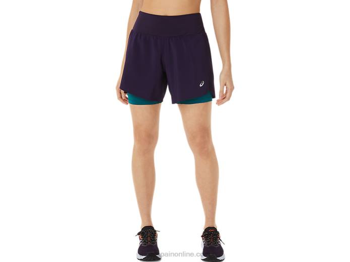carretera mujer 2-n-1 5.5in corto Asics 4L683025 pantalla de noche/pino aterciopelado