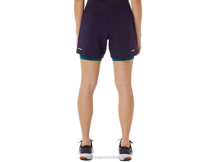 carretera mujer 2-n-1 5.5in corto Asics 4L683025 pantalla de noche/pino aterciopelado