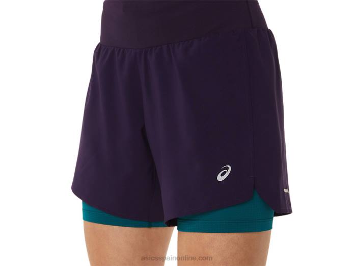 carretera mujer 2-n-1 5.5in corto Asics 4L683025 pantalla de noche/pino aterciopelado